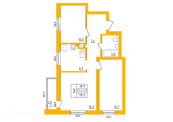 Квартира в ЖК " АКВАРЕЛЬ "