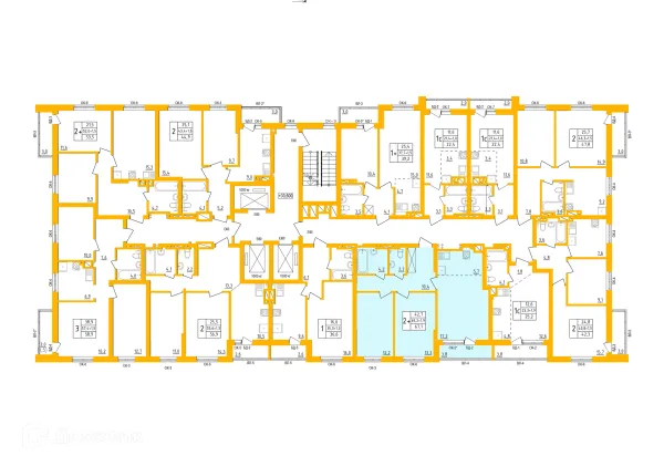 Планировка 2 комн. в ЖК " АКВАРЕЛЬ "