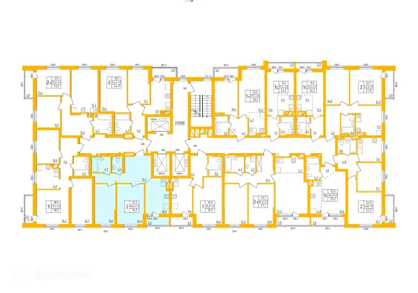 Планировка 2 комн. в ЖК " АКВАРЕЛЬ "
