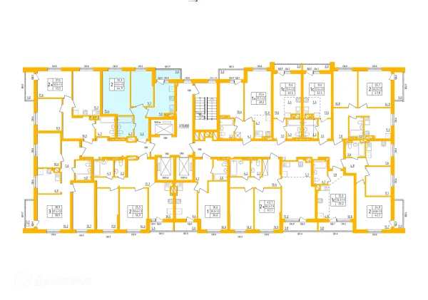 Планировка 2 комн. в ЖК " АКВАРЕЛЬ "