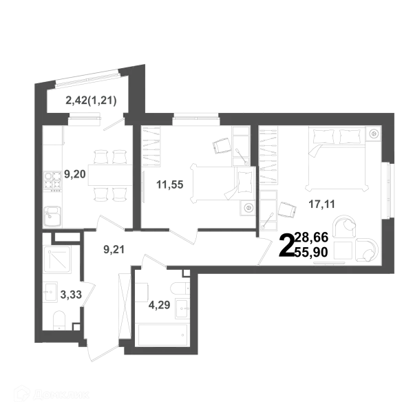 Квартира в ЖК "ХОЛМОГОРЫ"