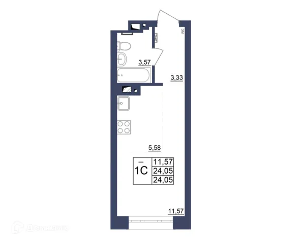 Планировка 1 комн. в ЖК Космос