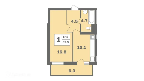 Планировка 1 комн. в ЖК Мечтателей
