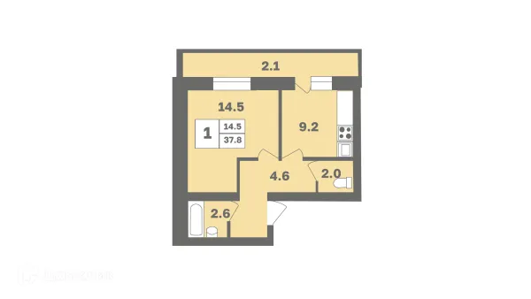 Планировка 1 комн. в ЖК Мечтателей
