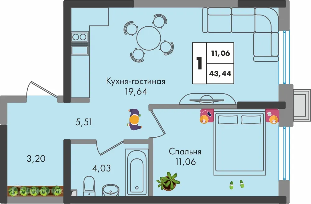Фото квартиры в ЖК ЗЕЛЕНАЯ ТЕРРИТОРИЯ
