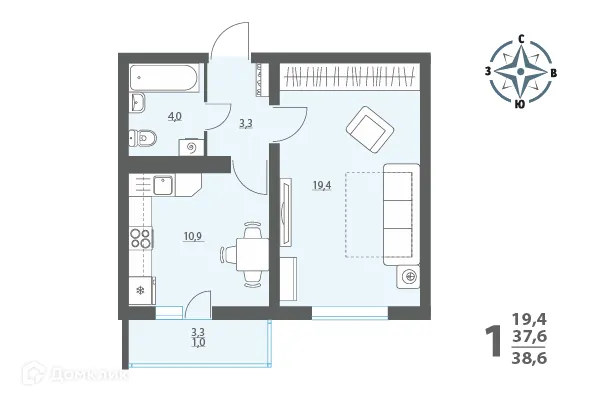 Фото квартиры в ЖК Жилой квартал "ОЗЕРКИ"