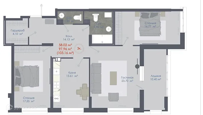 Фото квартиры в ЖК Клубный дом А-Центр