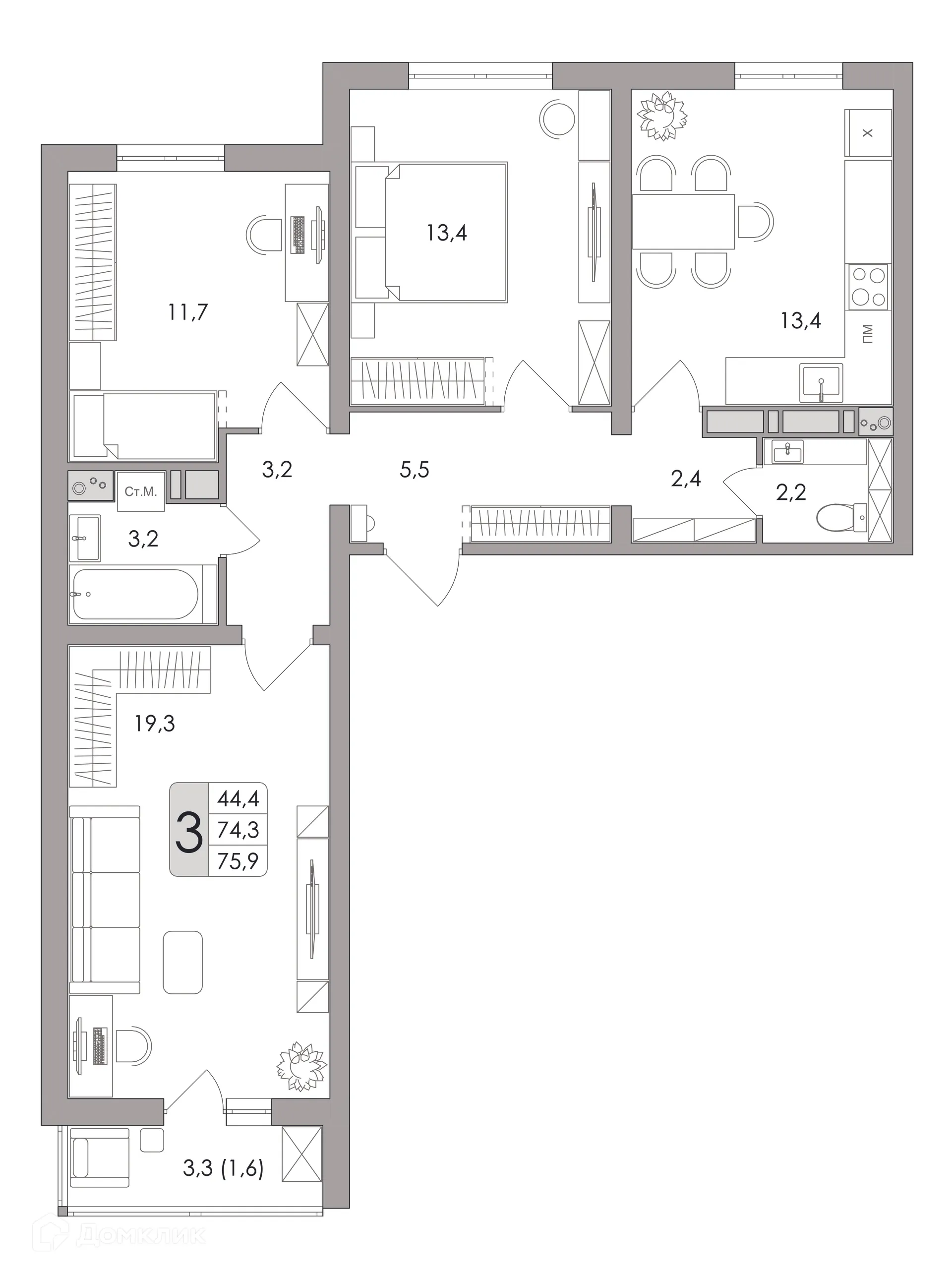 Фото квартиры в ЖК Жилой квартал "ОЗЕРКИ"