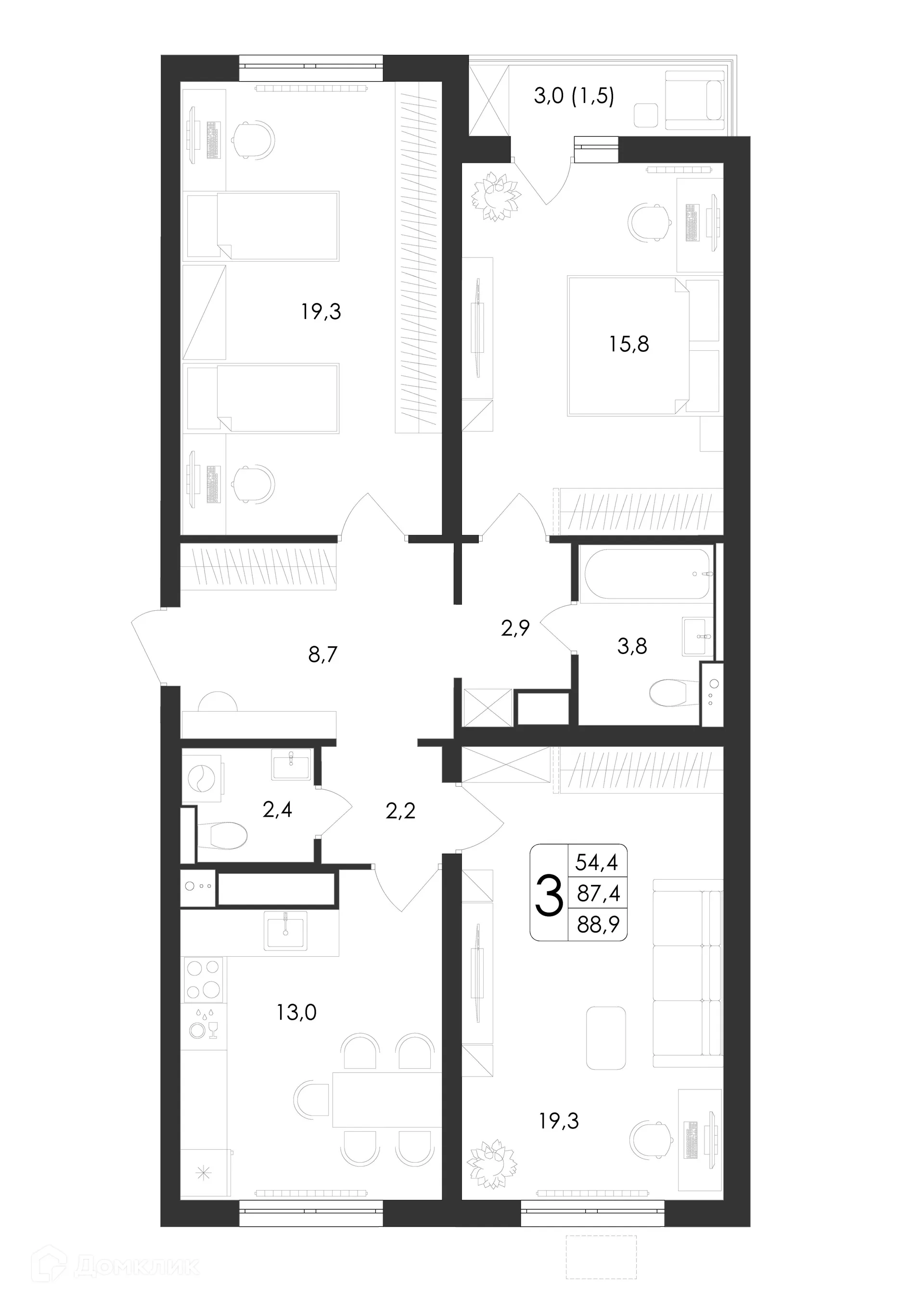 Фото квартиры в ЖК Яблоневые сады