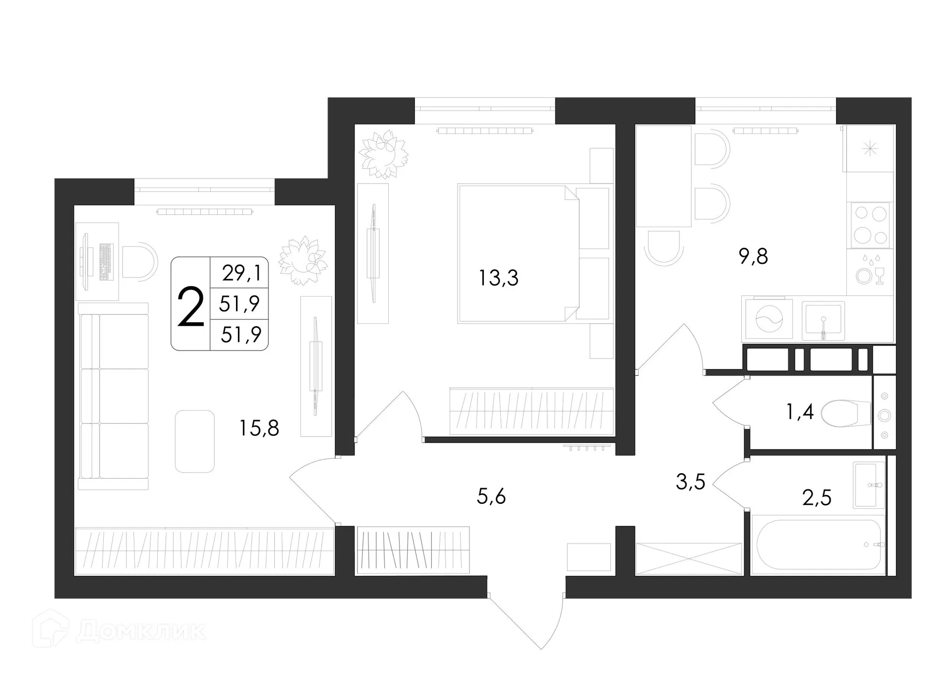 Фото квартиры в ЖК Яблоневые сады