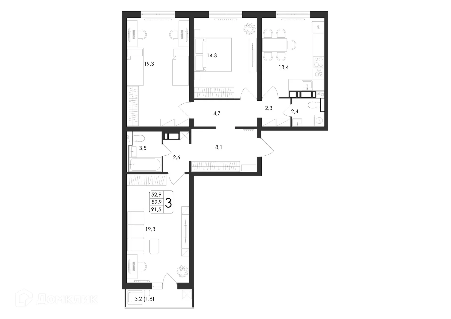 Фото квартиры в ЖК Яблоневые сады