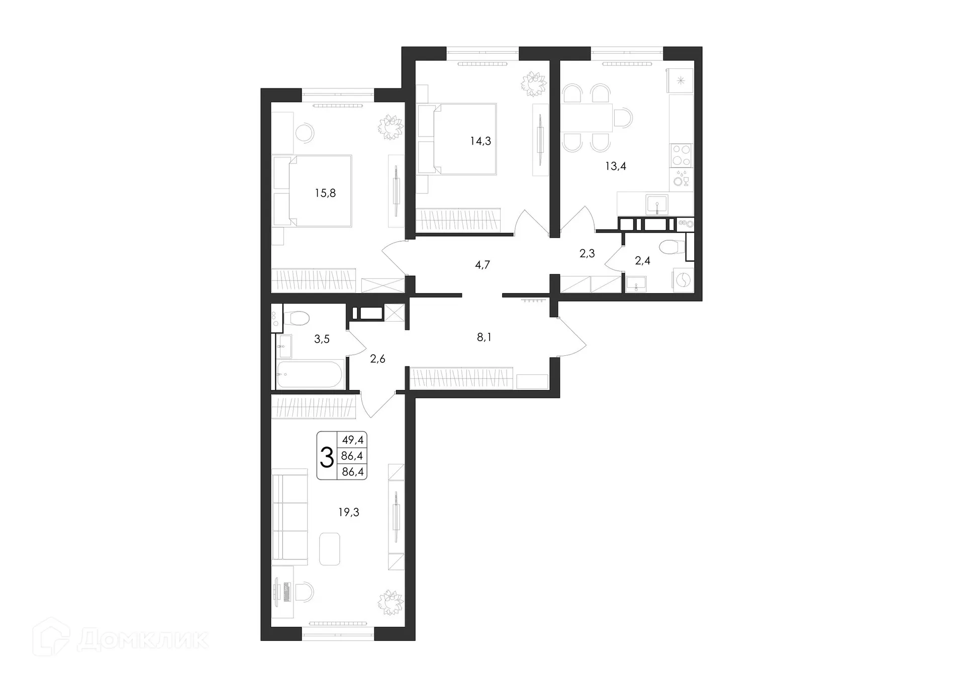 Фото квартиры в ЖК Яблоневые сады