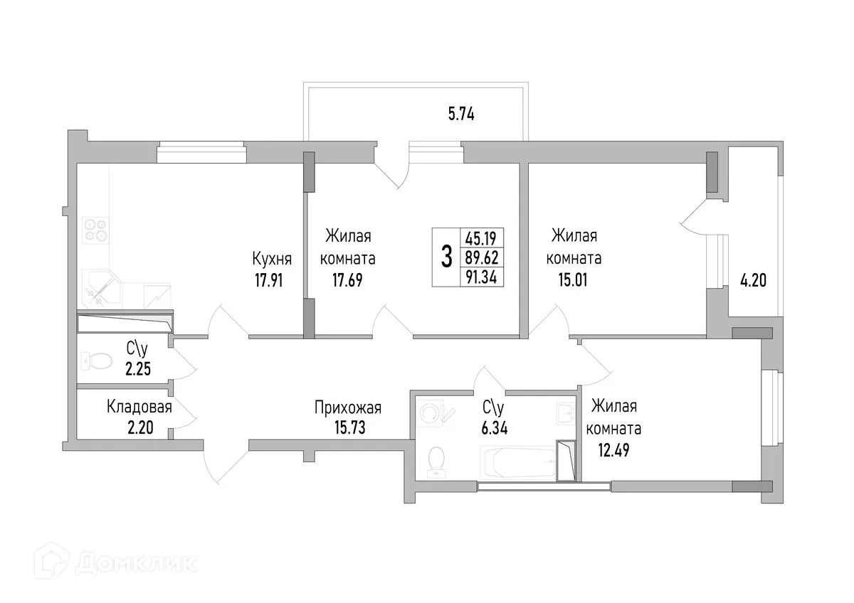 Фото квартиры в ЖК НОВЫЙ СОЛНЕЧНЫЙ