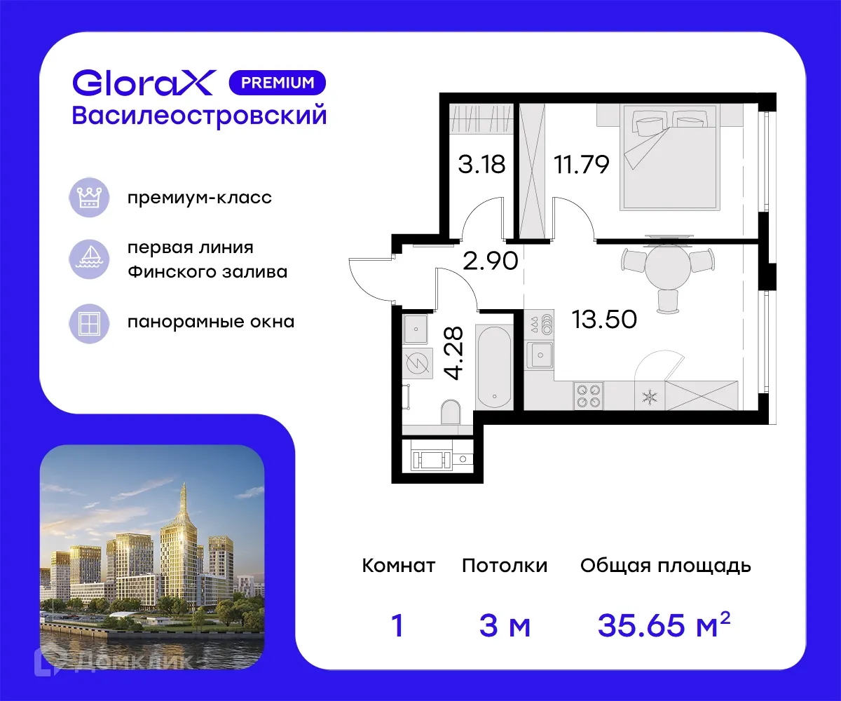 Фото квартиры в ЖК GloraX Premium Василеостровский