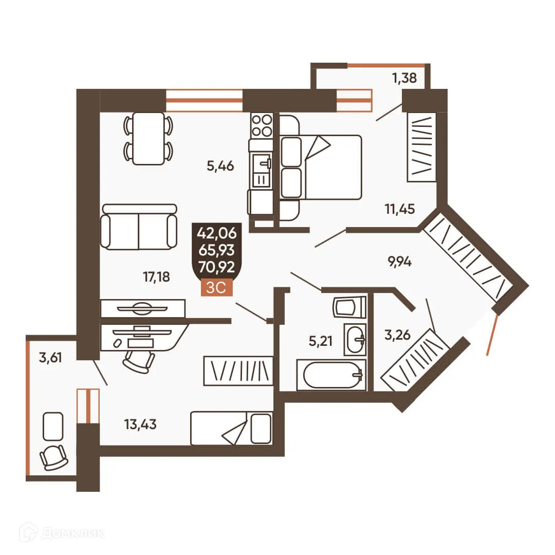 Фото квартиры в ЖК ЕРМАК