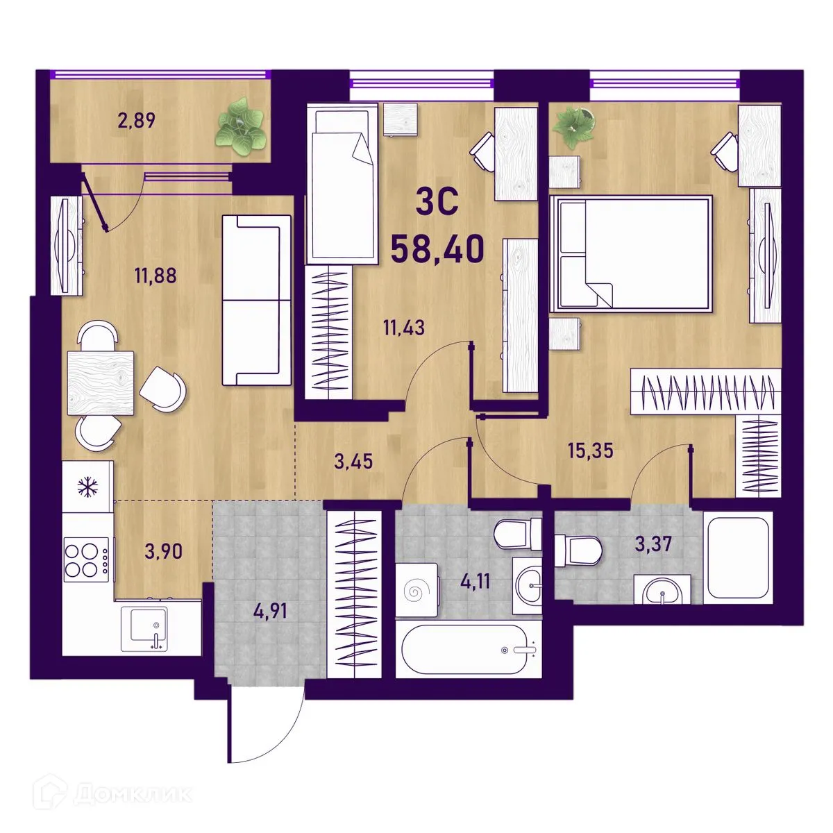 Фото квартиры в ЖК Оптимисты