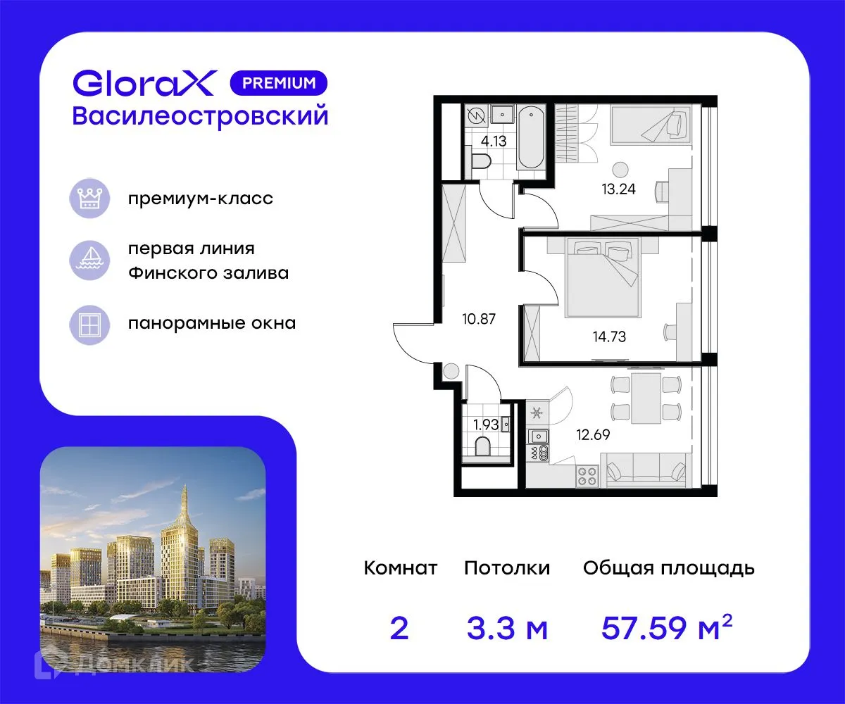 Фото квартиры в ЖК GloraX Premium Василеостровский