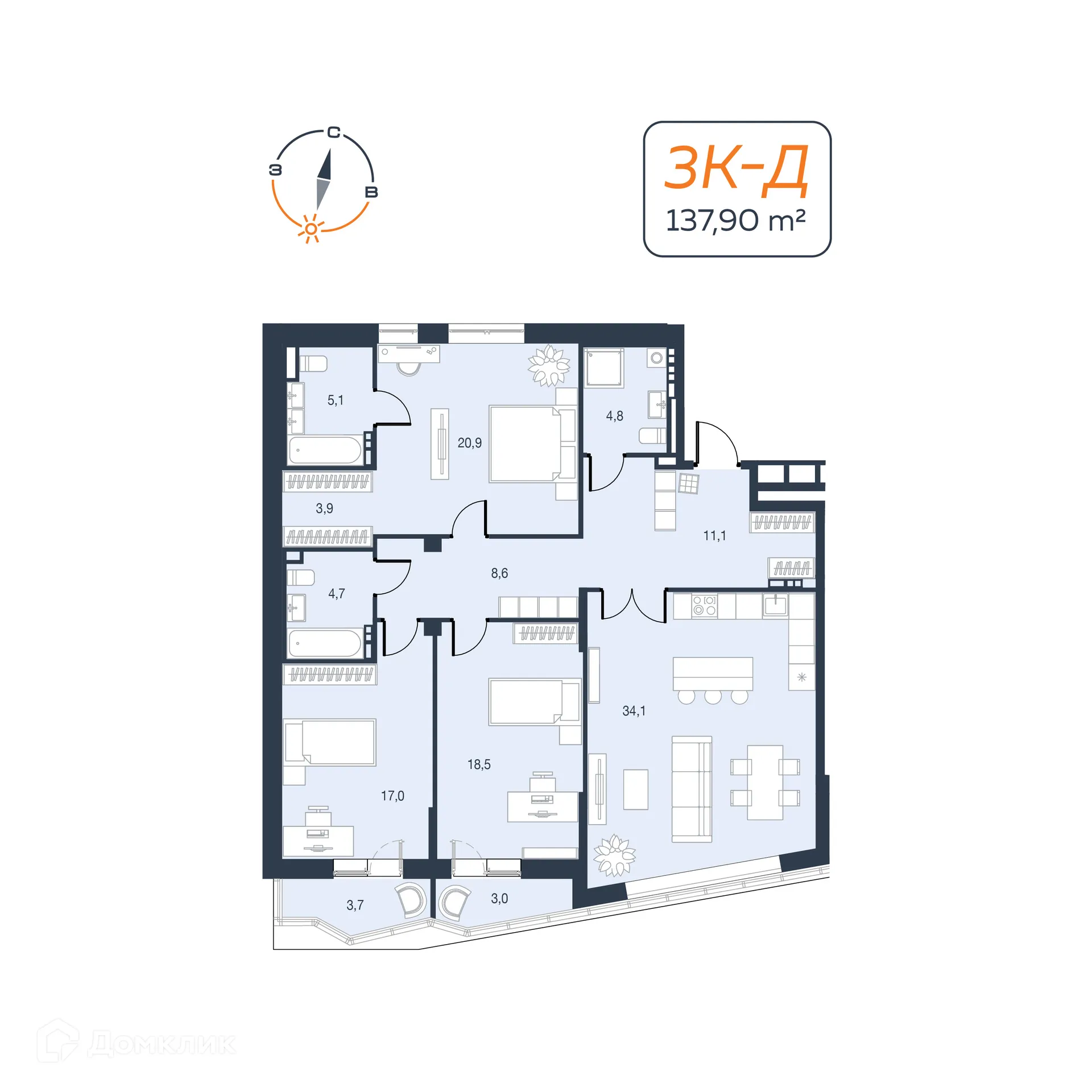 Фото квартиры в ЖК Архитектон. Декабристов,20