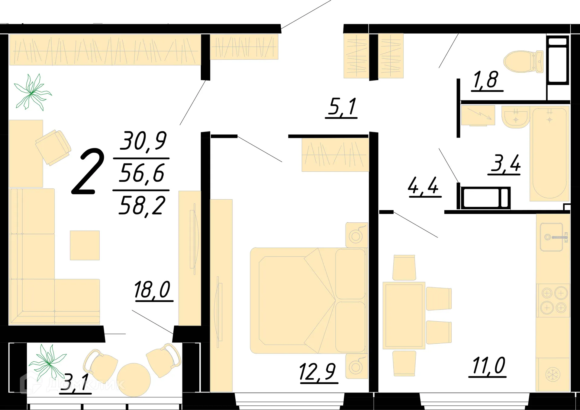 Фото квартиры в ЖК Яблоневые сады