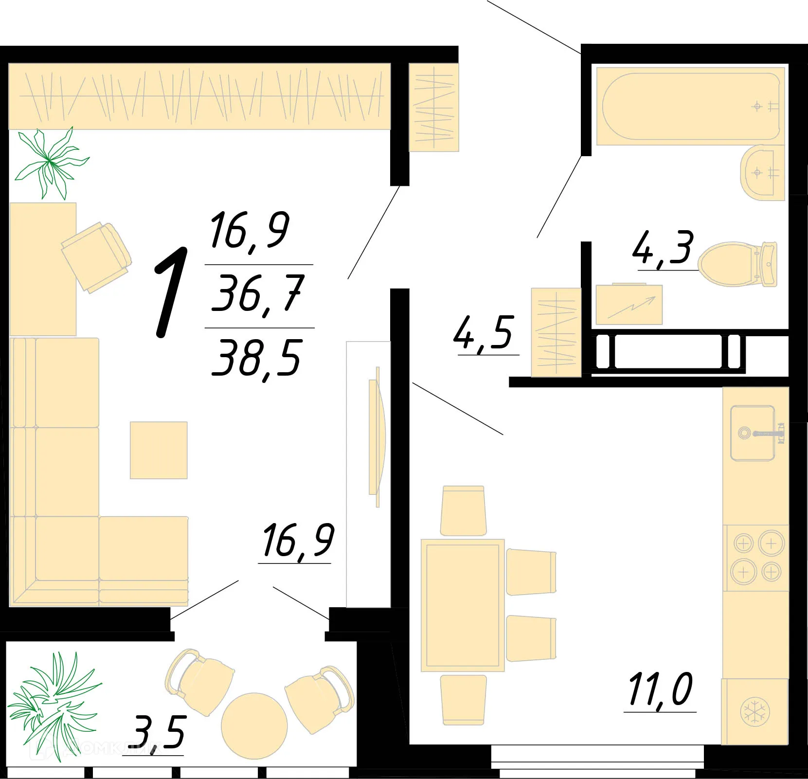 Фото квартиры в ЖК Яблоневые сады
