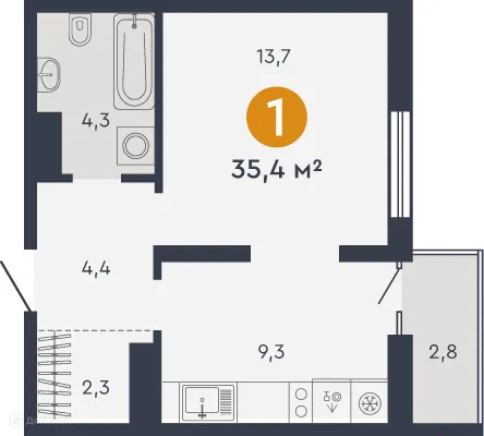 Фото квартиры в ЖК Жилой дом "7Я"