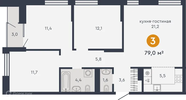 Фото квартиры в ЖК Жилой дом "7Я"