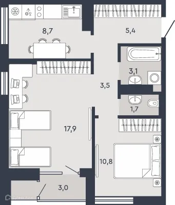 Фото квартиры в ЖК Жилой дом "7Я"