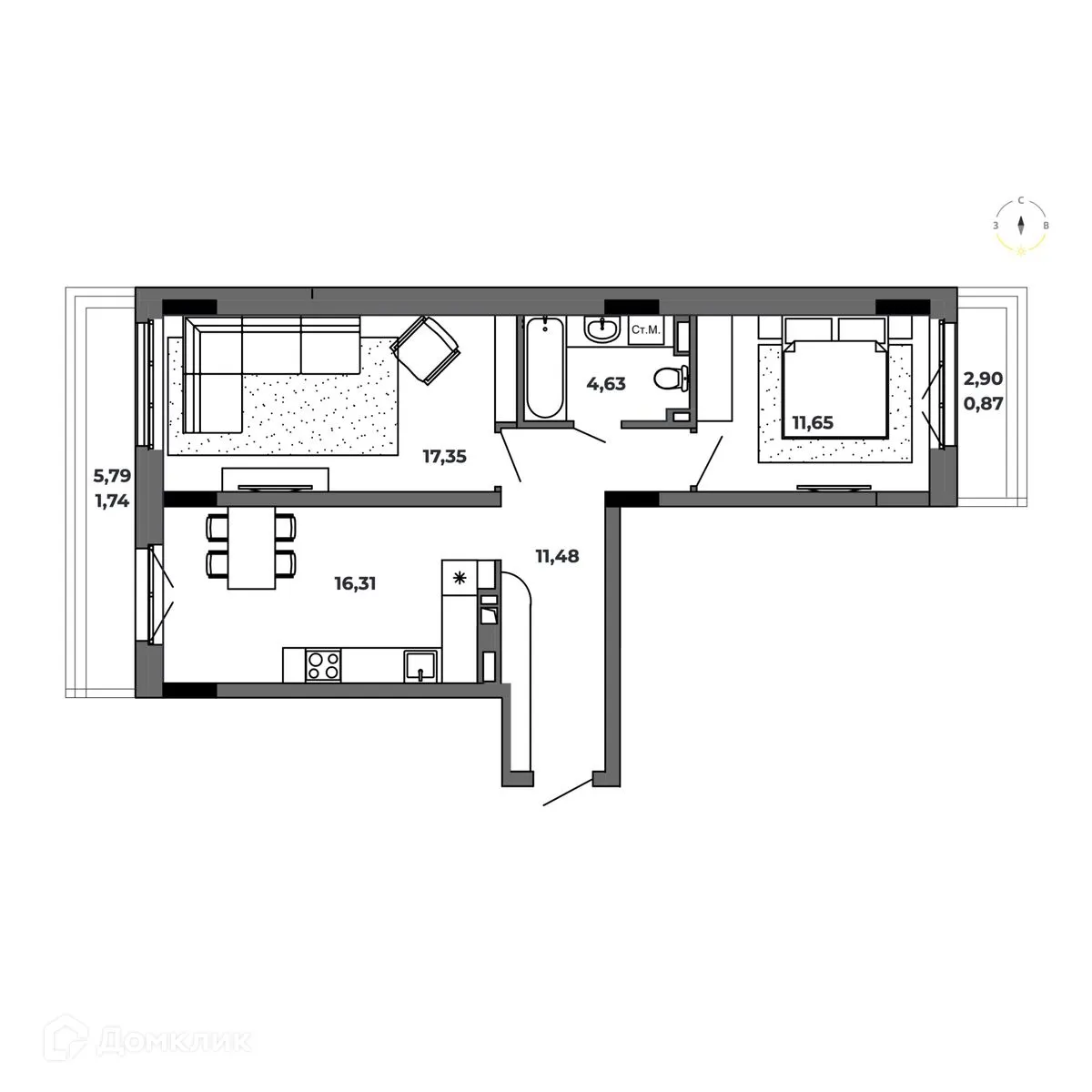 Фото квартиры в ЖК по ул. Красный Пахарь