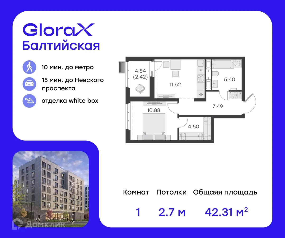 Фото квартиры в ЖК GloraX Балтийская (Глоракс Балтийская)