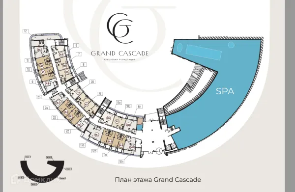 Планировка 1 комн. в ЖК Гостиничный комплекс "Гранд Каскад"