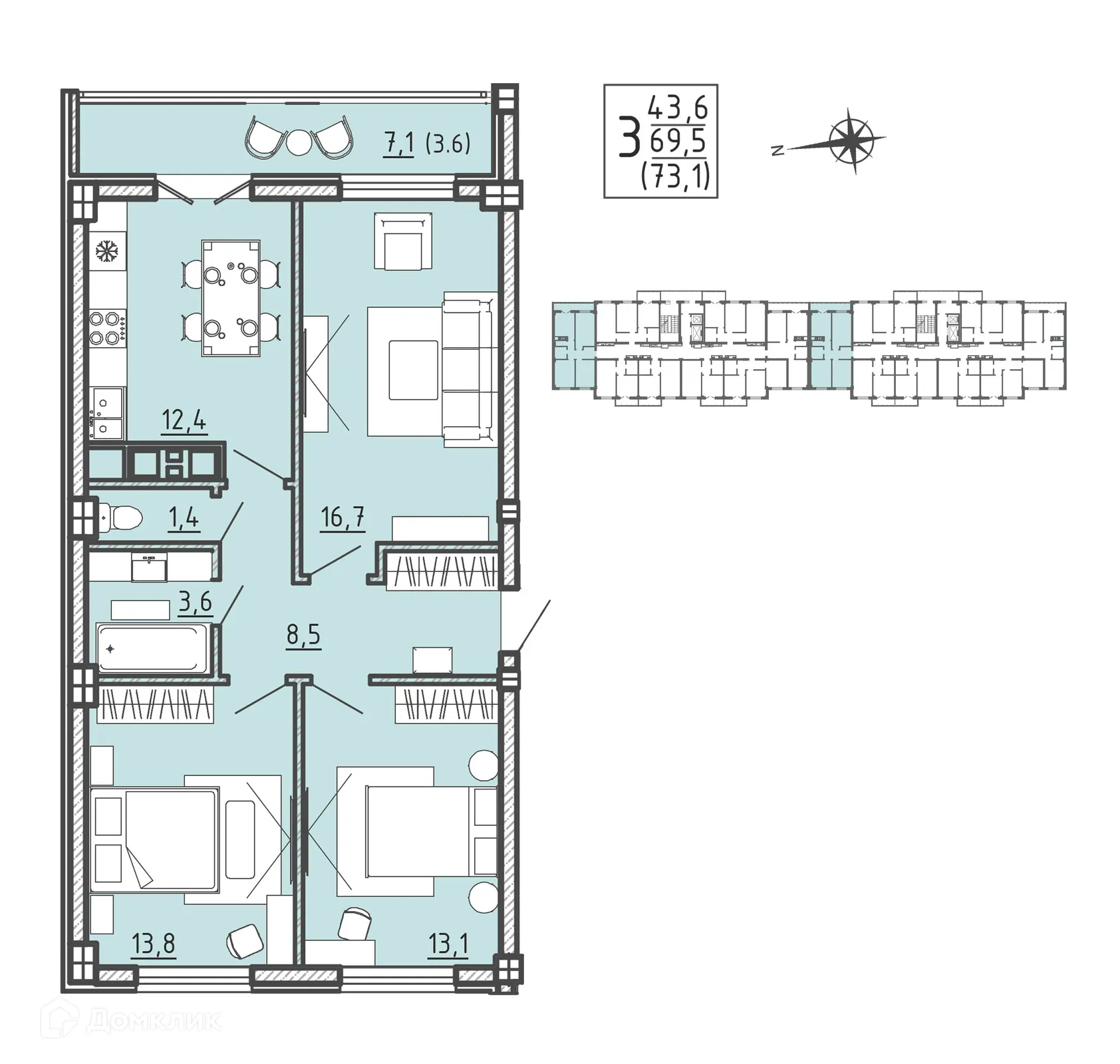 Фото квартиры в ЖК "Ю"