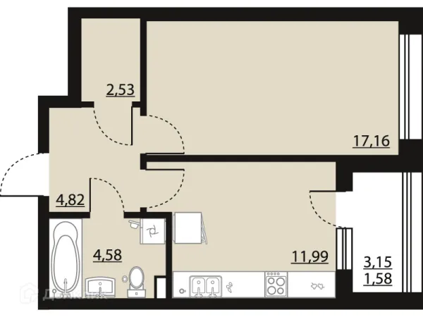 1 комн. квартиры в Воронеже новостройки