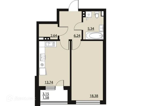 1 комн. квартиры в Воронеже новостройки