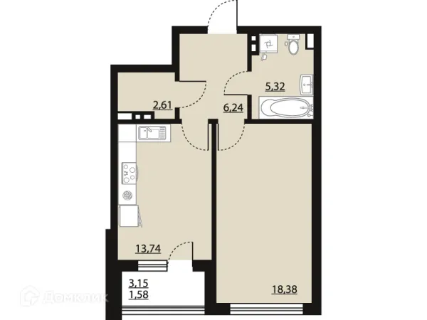 1 комн. квартиры в Воронеже новостройки