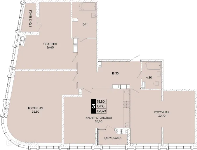 Фото квартиры в ЖК Левобережье