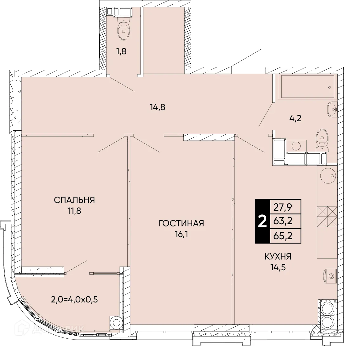 Фото квартиры в ЖК Левобережье