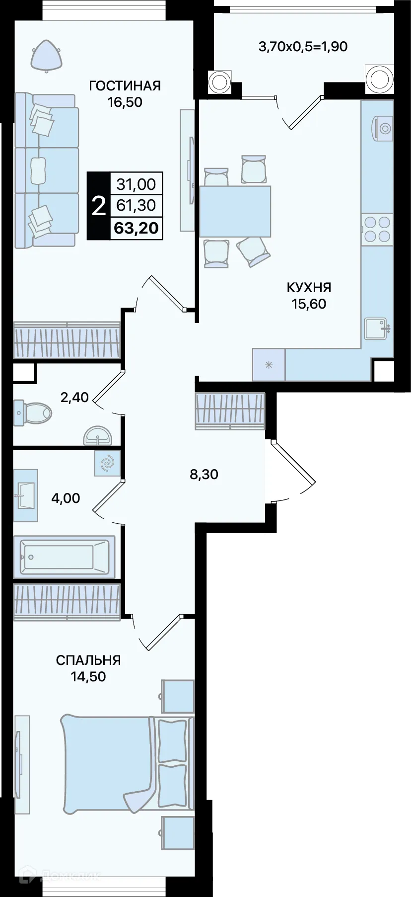 Фото квартиры в ЖК Движение61
