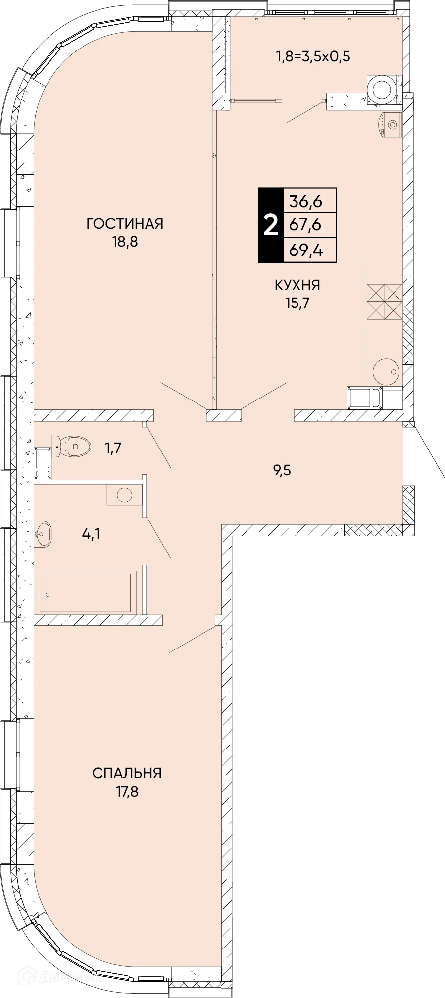 Фото квартиры в ЖК Левобережье