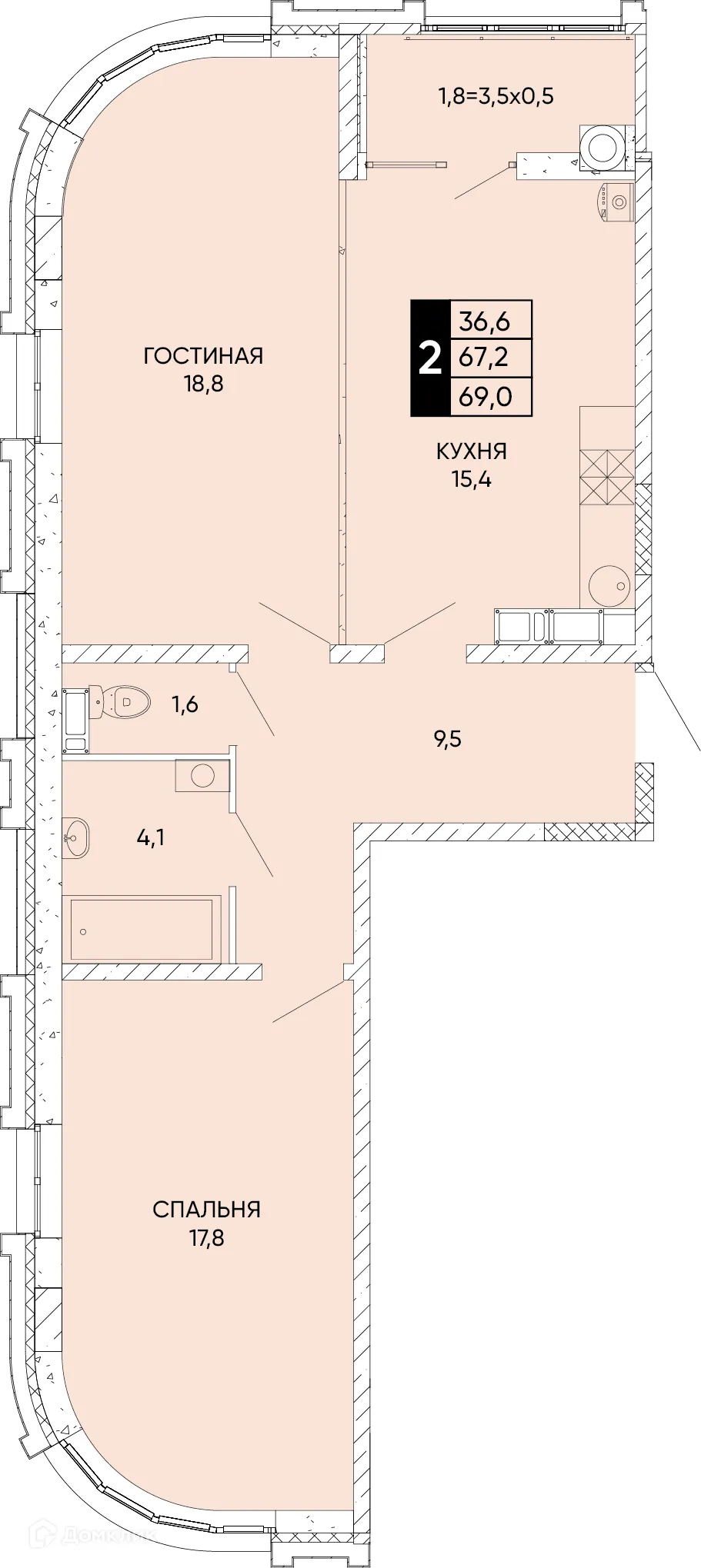 Фото квартиры в ЖК Левобережье