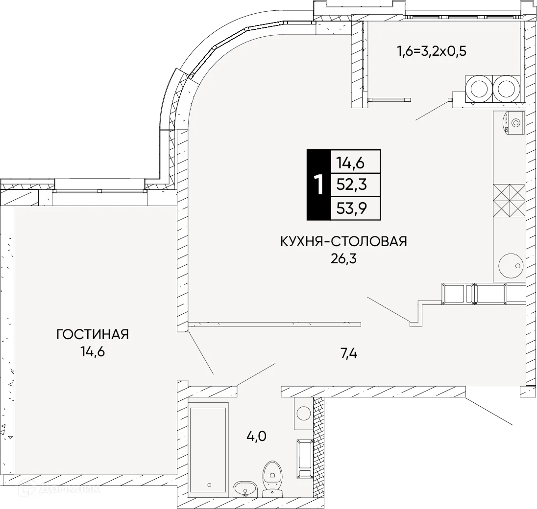 Фото квартиры в ЖК Левобережье