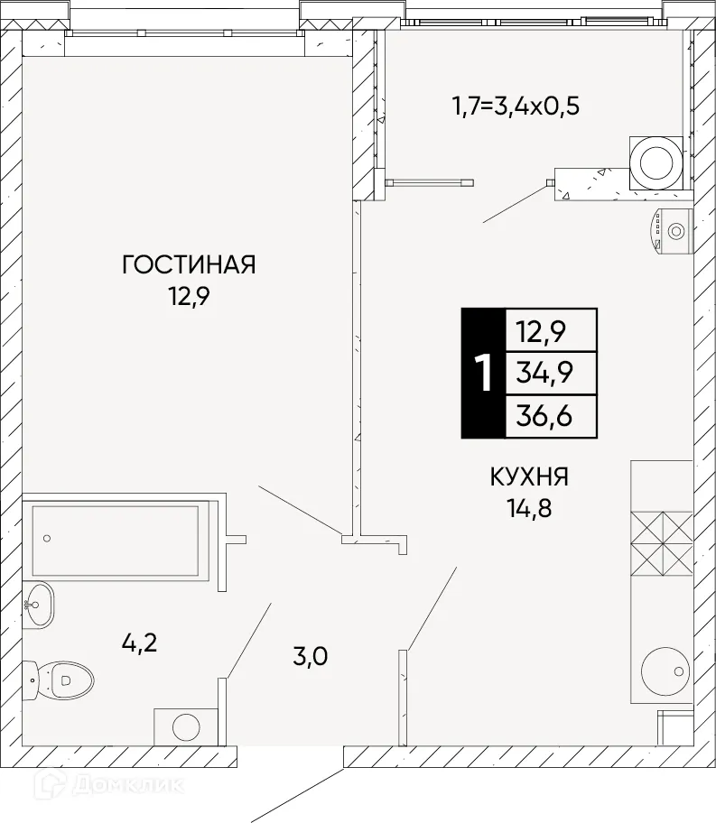 Фото квартиры в ЖК Левобережье