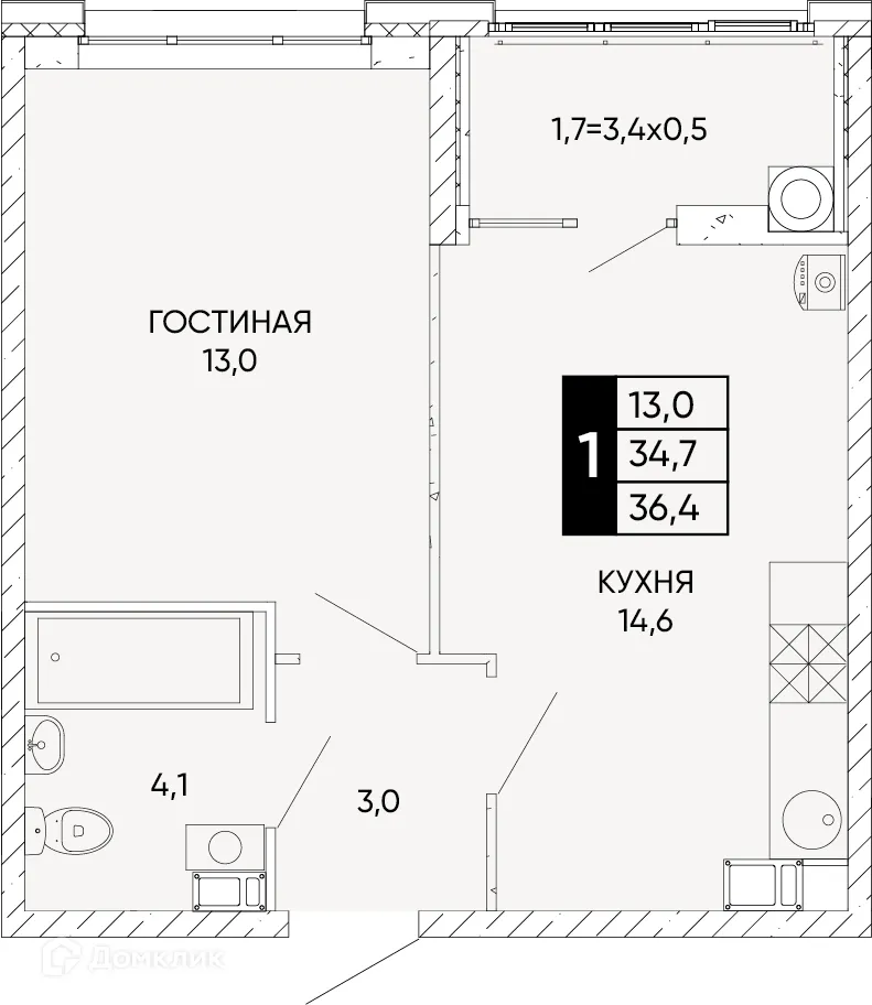 Фото квартиры в ЖК Левобережье