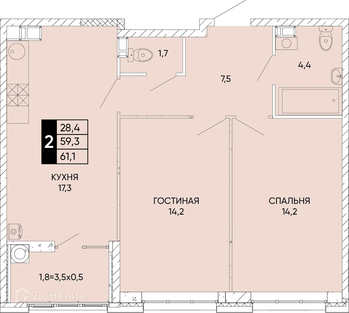 Фото квартиры в ЖК Левобережье