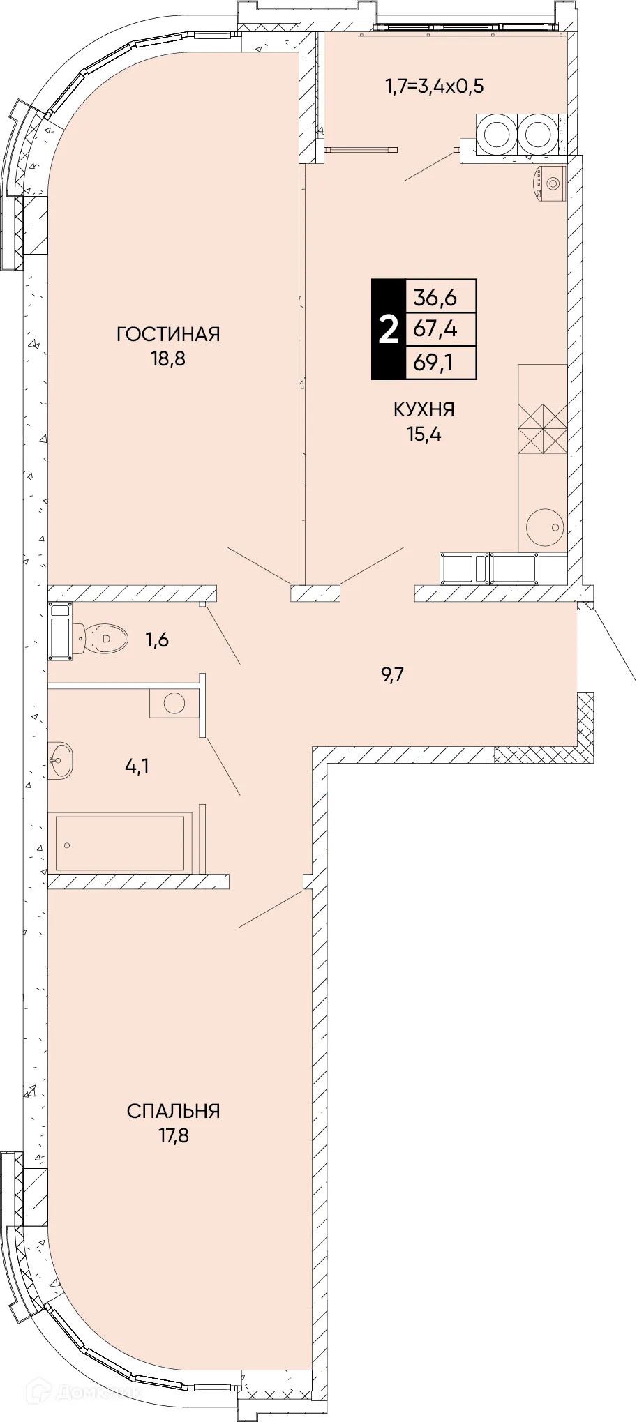 Фото квартиры в ЖК Левобережье