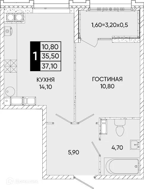 Фото квартиры в ЖК Левобережье