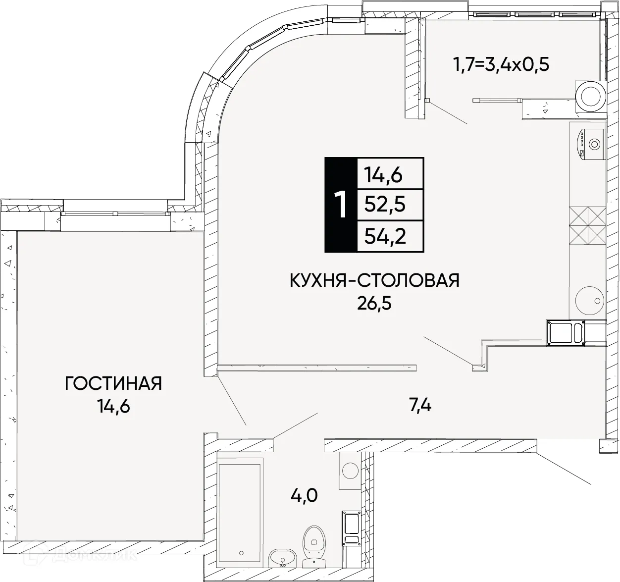 Фото квартиры в ЖК Левобережье