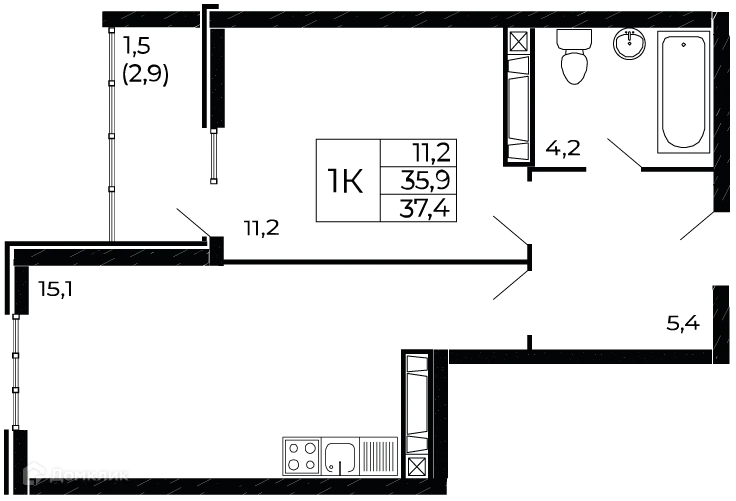 Фото квартиры в ЖК "Западные Аллеи"