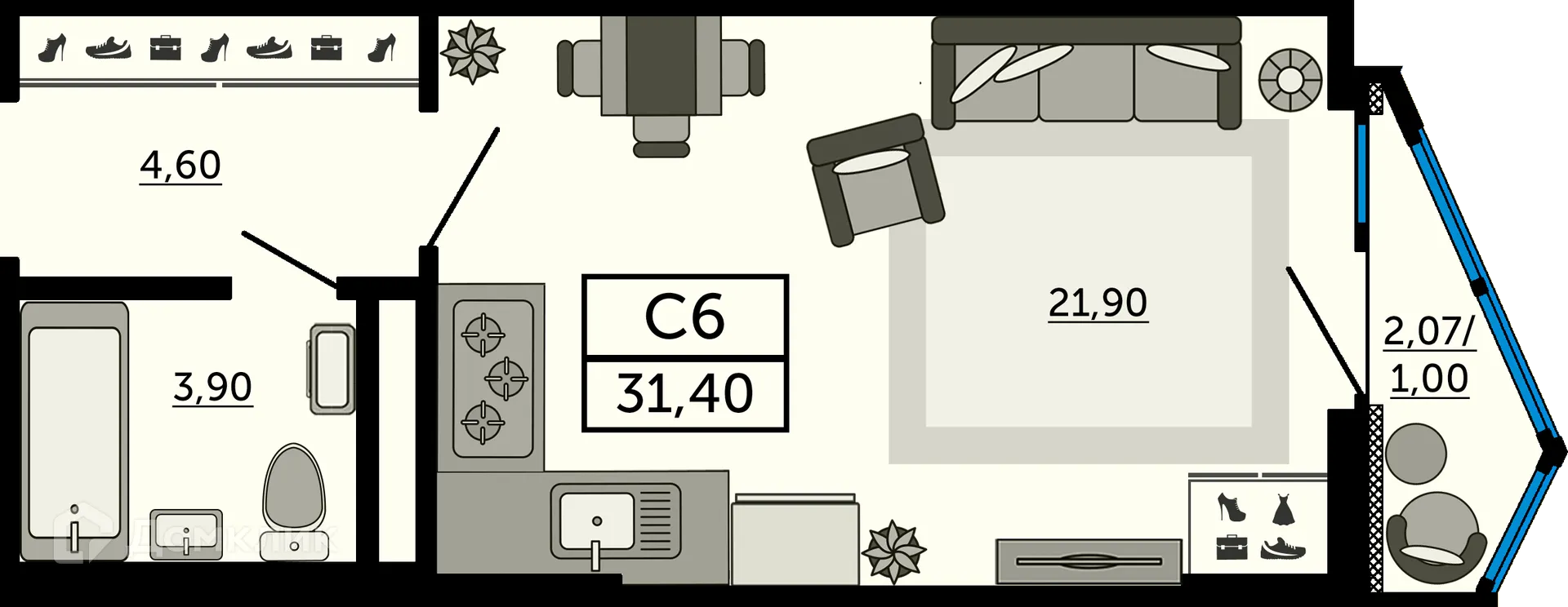 Фото квартиры в ЖК"Акватория"