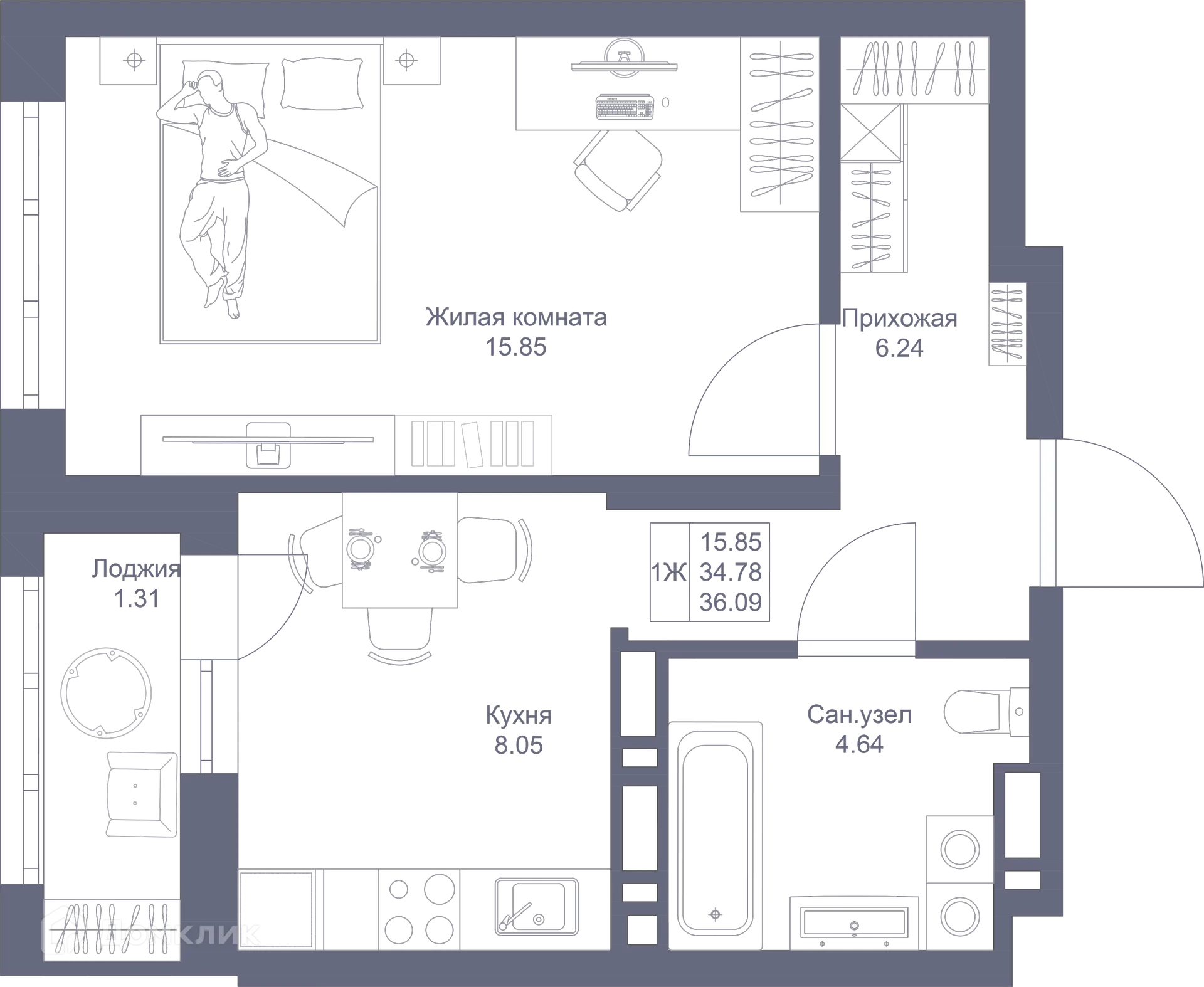Фото квартиры в ЖК Мой Ритм