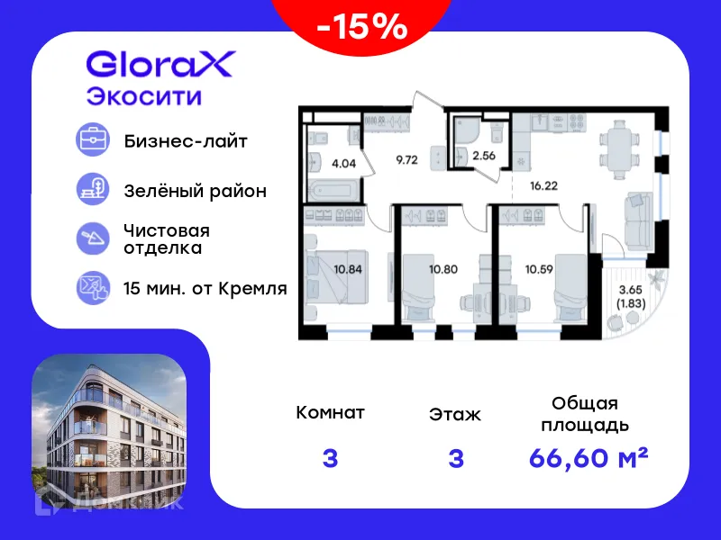 Фото квартиры в ЖК GloraX Экосити